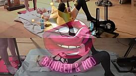 Cock Locked in Pillory as Mistress Endures Intense Machine Fucking