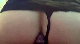 Sam in crossdressing gear fucking huge black cock with dildo