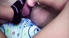 Beautiful slut gives footjob then gets fucked hard in bed!