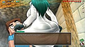 Hornycraft minecraft parody hentai game ep 33 the witch sucks steve huge cock while he talks to alex 😈