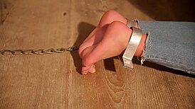 Aspiring slave endures falaka punishment in audition.