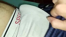 couple enjoys slow handjob session