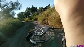 Petite latina teen bent over in public doggystyle creampie after wild bike ride