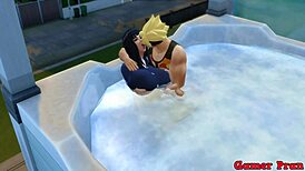 boruto and hinata fuck in shower after training