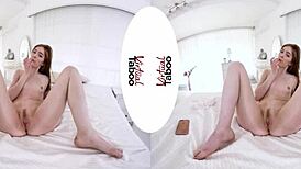 Redhead Jia Masturbates Shaved Pussy To Orgasm In Bedroom