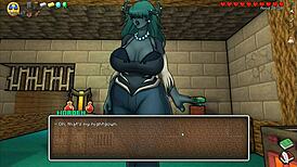 Hornycraft minecraft parody hentai game ep 33 the witch sucks steve huge cock while he talks to alex 😈