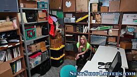 Female mall cop rides cock in the shop