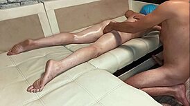 masseur gives client a relaxing massage