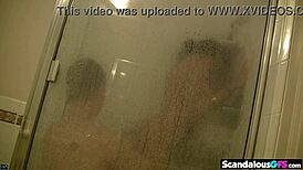 hot brunette shower licking scandal revealed