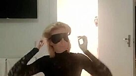 Sexy Blonde Whore Blindfolded and Roughly Fucked by Stranger in Latex Fetish