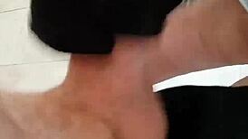 busty milf strokes cock with her big tits