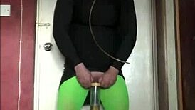 Blindfolded Bisexual Crossdresser Swallows His Own Pee In Masked Ring Gag Humiliation