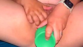 Wife's Passionate Self-Play with Monster Cock Toy