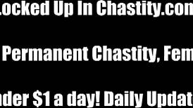 Femdom binds you tight, teases locked cock with toys in POV