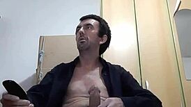 Sexy Striptease With Ripped Black Clothes Revealing Huge 25cm Cock Squirting Milk