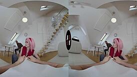 Virtual TABOO anime cosplay with DOUBLE BLOWJOB and HANDJOB