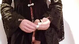 Selena shemale masturbates in high heels and long skirt