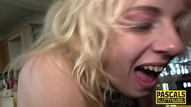 Skinny submissive explores deepthroat and riding techniques