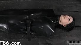 The cutie gets wild torment on her horny bald cunt, sucking cock hard!