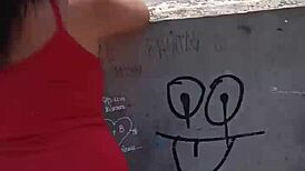 Look at this hot wife teasing on the street with femdom vibes!