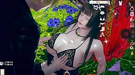 lazy personality ai girl play video with busty himeko in island life 3dcg eroge.