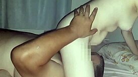 wife sits on husband's face, making him suck her wet pussy