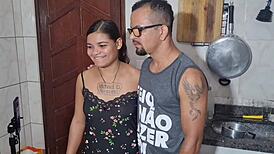 That nerd actor arrived with husband Nanando and ate me out right on the kitchen sink. We moved to the bedroom, he woke up, and joined the group fun