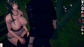 lazy personality ai girl play video with busty himeko in island life 3dcg eroge.