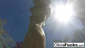 olivia enjoys summer pool time