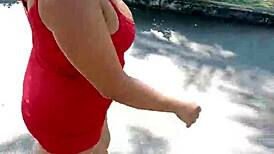 Look at this hot wife teasing on the street with femdom vibes!