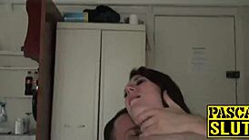 big booty slut getting dp gangbanged... with bondage