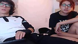 Nerd Sucks Girlfriend's Pussy on Cam