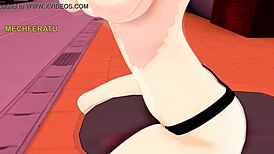 Videl rides that monster machine!