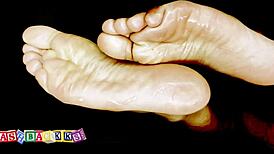 Intriguing wet and oily foot massage experience