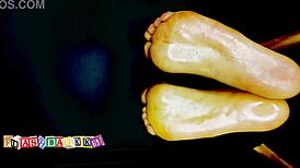 Intriguing wet and oily foot massage experience