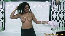 Hey, wanna see this ebony slut take a messy facial?