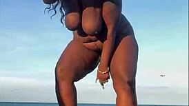 Day At The Beach With Big Ass Milf Natural Tits Ebony Mature