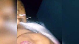 Ebony woman endures intense face fucking and blowjob session with black cock