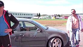 german teen swaps partners and fucks outdoors in public group swing