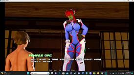 Intense femdom monster dominates in breeding island game with groping, oral submission, blowjob, and creampie