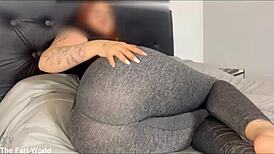 lula farts big bubbly blasts in leggings up close! wanna see my face reveal?