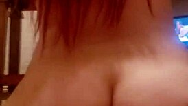 watch this redhead milf ride in reverse cowgirl pov orgasm