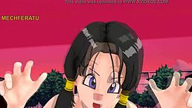 Videl rides that monster machine!