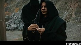 Old man masturbates wet shaved pussy