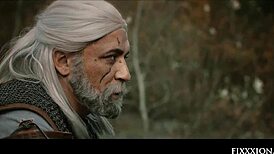 Old man masturbates wet shaved pussy