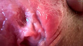 extremely close-up wet pussy fingering