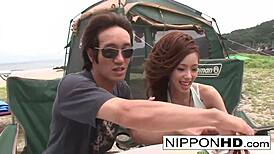 Japanese GIRLFRIEND BLOWS her GUY OUTDOORS