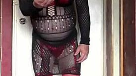 Bisexual Crossdresser Licks His Cumshot Off His Hand