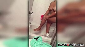 Horny Ebony Masturbates In Her Shower!