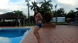 this sexy latina pornstar dances horny and squirts during outdoor sex